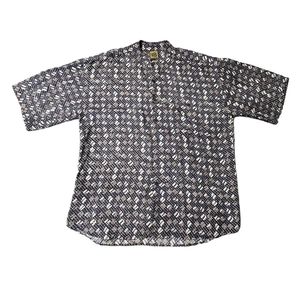 Men's Vintage Bruno Printed 100% Silk Button Up Shirt‎ Short Sleeves